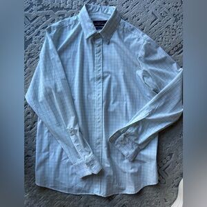 Mizzen+Main Light Blue Checkered Dress Shirt